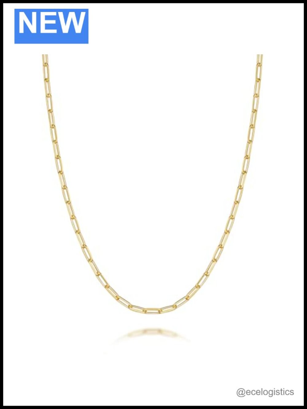 14K Gold Plated Paperclip Chain Necklace for Women & Men 16-26"
